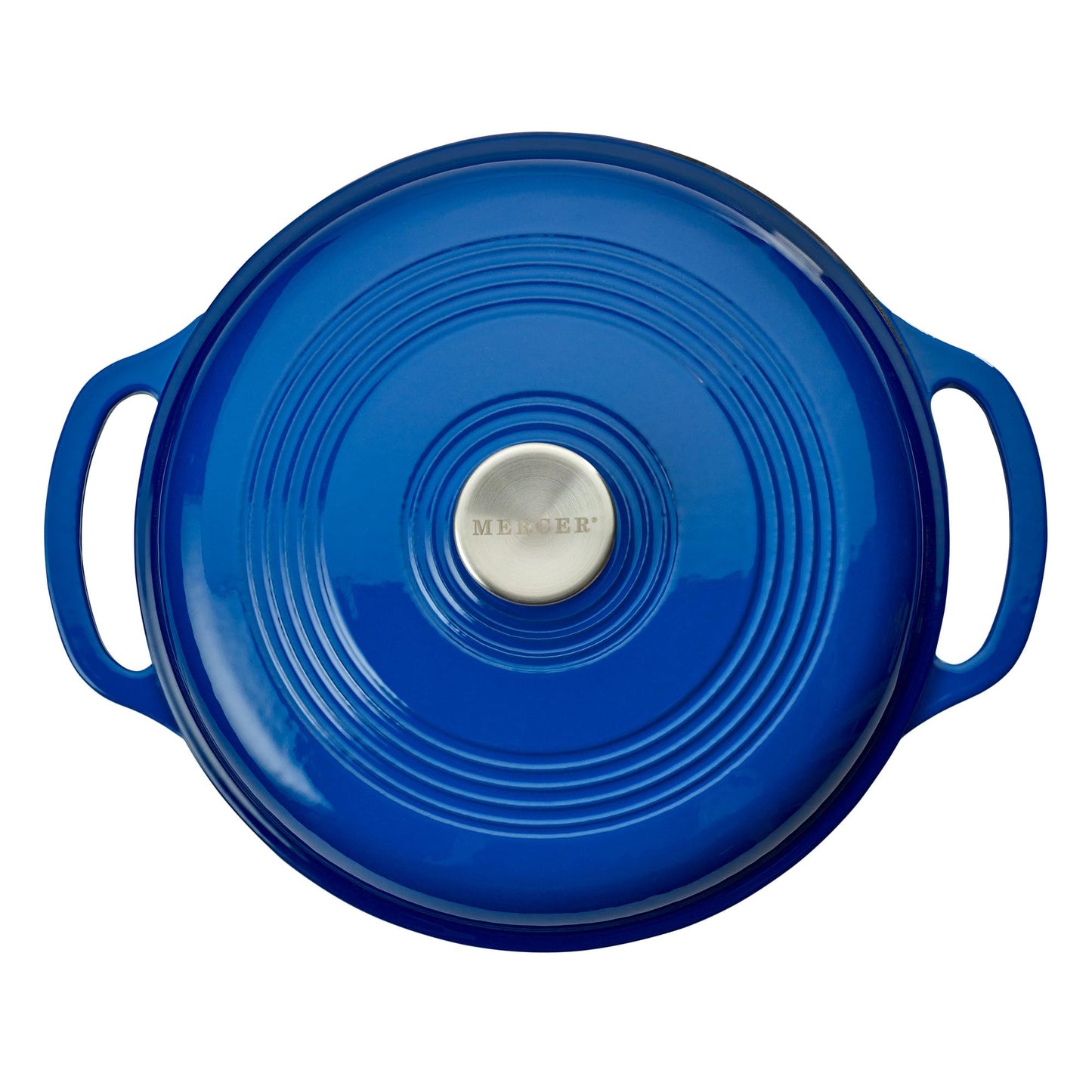 Mercer Culinary Horno holandés redondo de hierro fundido esmaltado, 6 cuartos de galón, azul marino
