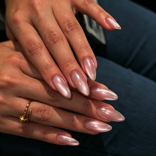 Sxvme Uñas Postizas De Acrílico Reutilizables Con Forma De Almendra, Uñas Postizas De Acrílico Reutilizables Con Forma De Donut Glaseado Brillante, Uñas Postizas De 1 Rosa Nude Almendra 0,03 Onzas Lí