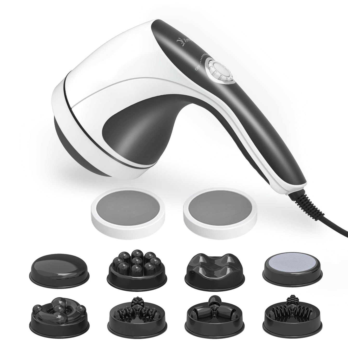 ZY ZERYEW Masajeador De Celulitis Portátil, Máquina De Modelado Corporal, Herramienta Eléctrica Para Masaje De Celulitis, Rodillo De Masaje Linfático Con 8 Cabezales Giratorios Y 2 Tapas De Malla Para