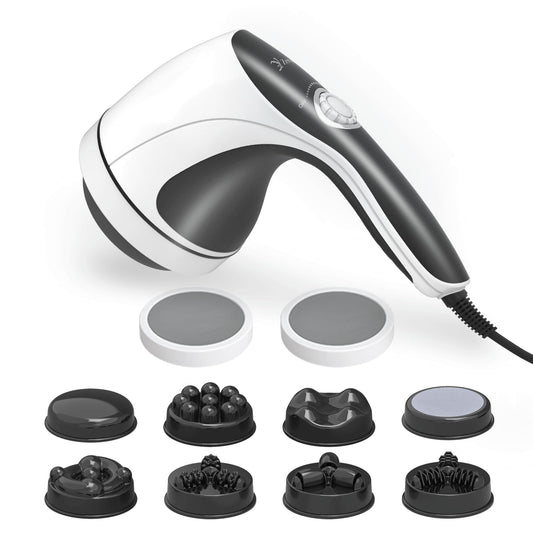 ZY ZERYEW Masajeador De Celulitis Portátil, Máquina De Modelado Corporal, Herramienta Eléctrica Para Masaje De Celulitis, Rodillo De Masaje Linfático Con 8 Cabezales Giratorios Y 2 Tapas De Malla Para