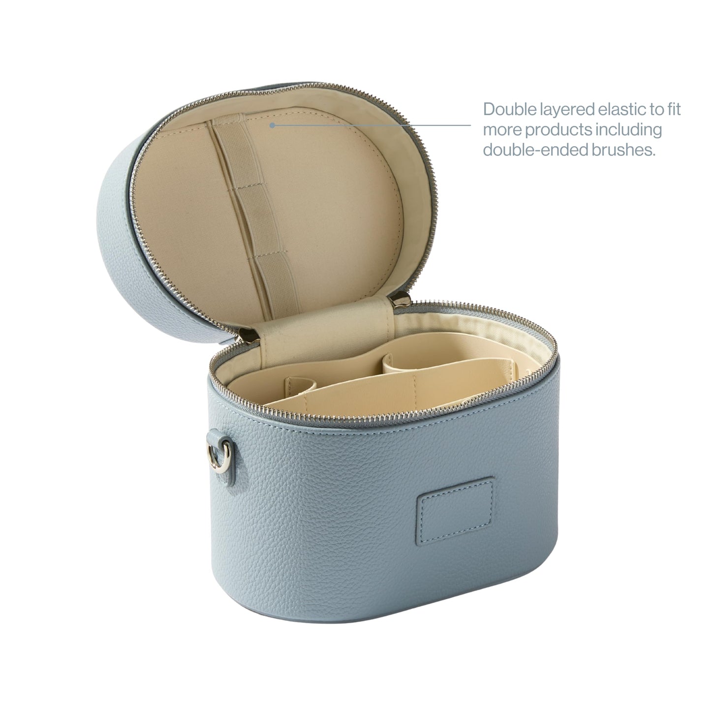 ETOILE - Estuche de aseo ovalado, organizador de bolsa de maquillaje de viaje con correa para el hombro y divisor extraíble, Azul robin , Mini estuche de viaje cosmético
