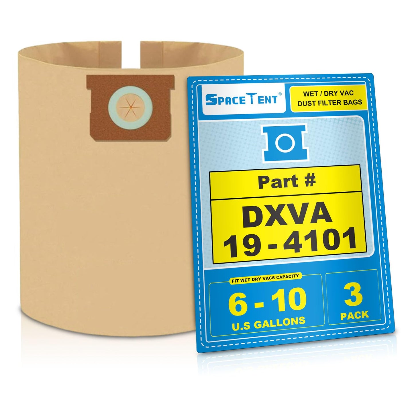 Puroom 3 bolsas de filtro de alta eficiencia para DeWalt de 6 a 10 galones y Vacmaster de 8 a 10 galones de aspiradora húmedo/seco – Parte # DeWalt DXVA19-4101 & VHBM