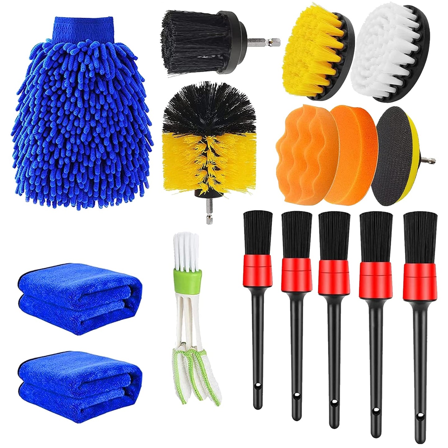 Kit de Cepillos para Detallar de Coche Azul 16 Piezas