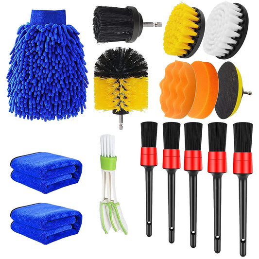 Kit de Cepillos para Detallar de Coche Azul 16 Piezas