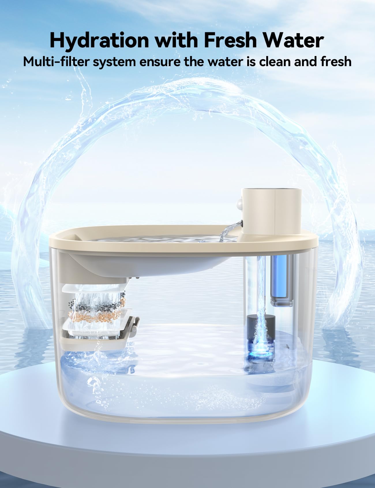 Fuente de Agua Inalámbrica FEELNEEDY para Gatos 4L con Sensor de Movimiento, Ultra Silenciosa