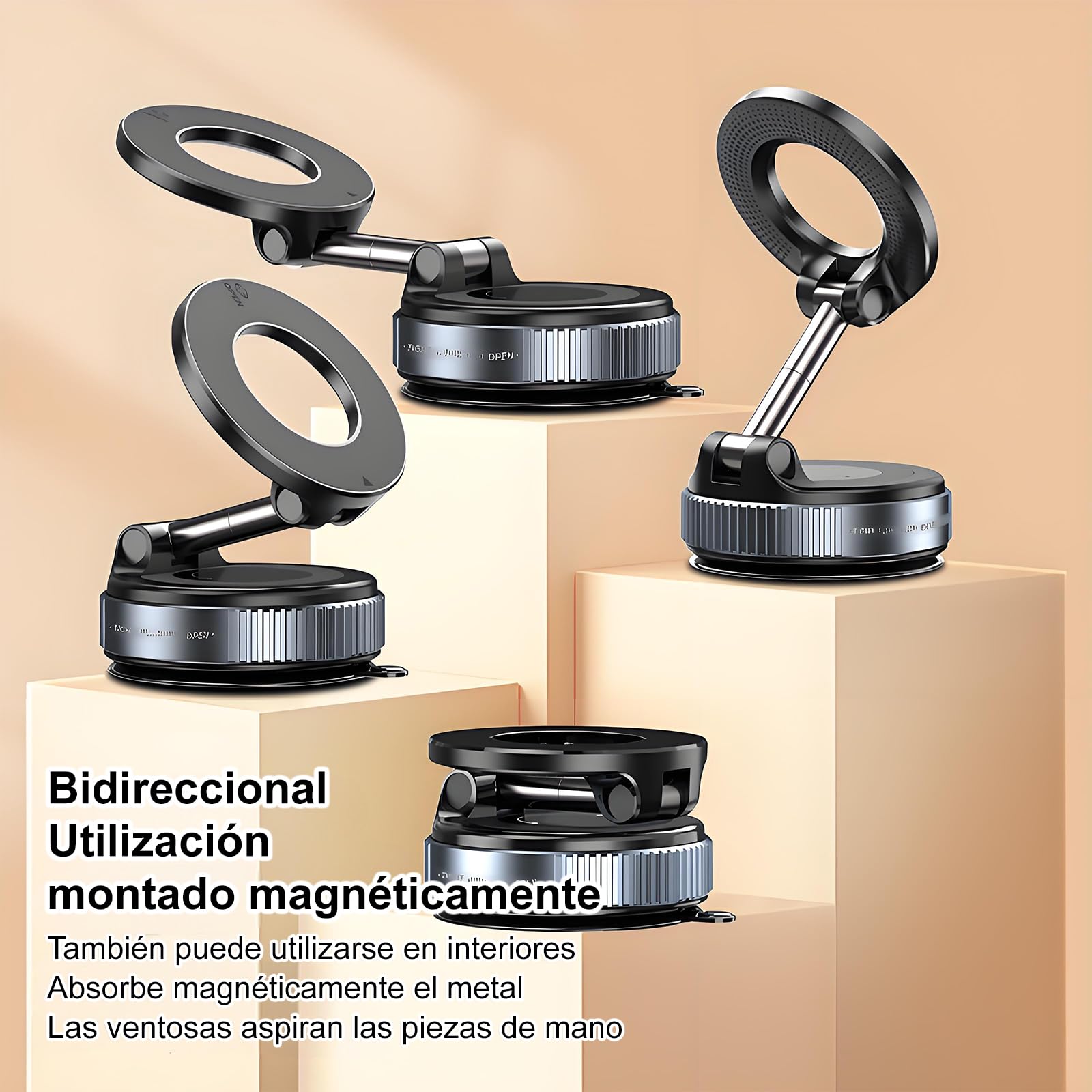 FEISEDY Soporte Magnético para Celuar Teléfono [Rotación 360°] Universal para Coche, Compatible con iPhone 16 Pro MAX, 15, 14, 13 y Otros Dispositivos con Anillo Magnético