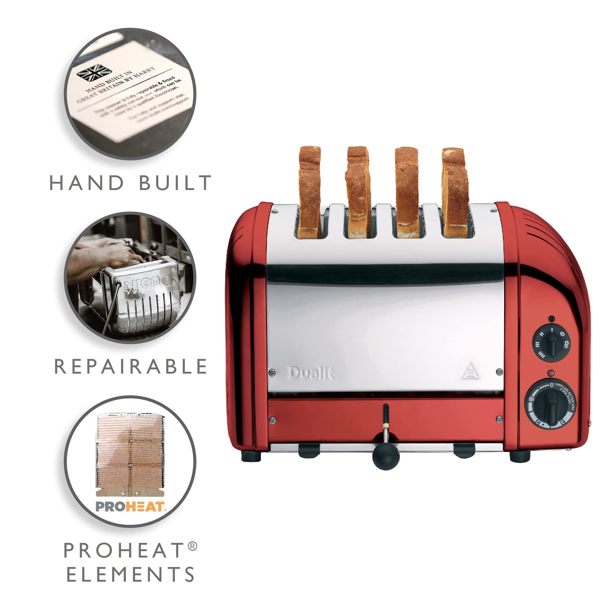Dualit 4 Slice Classic Toaster, Apple Candy Red
