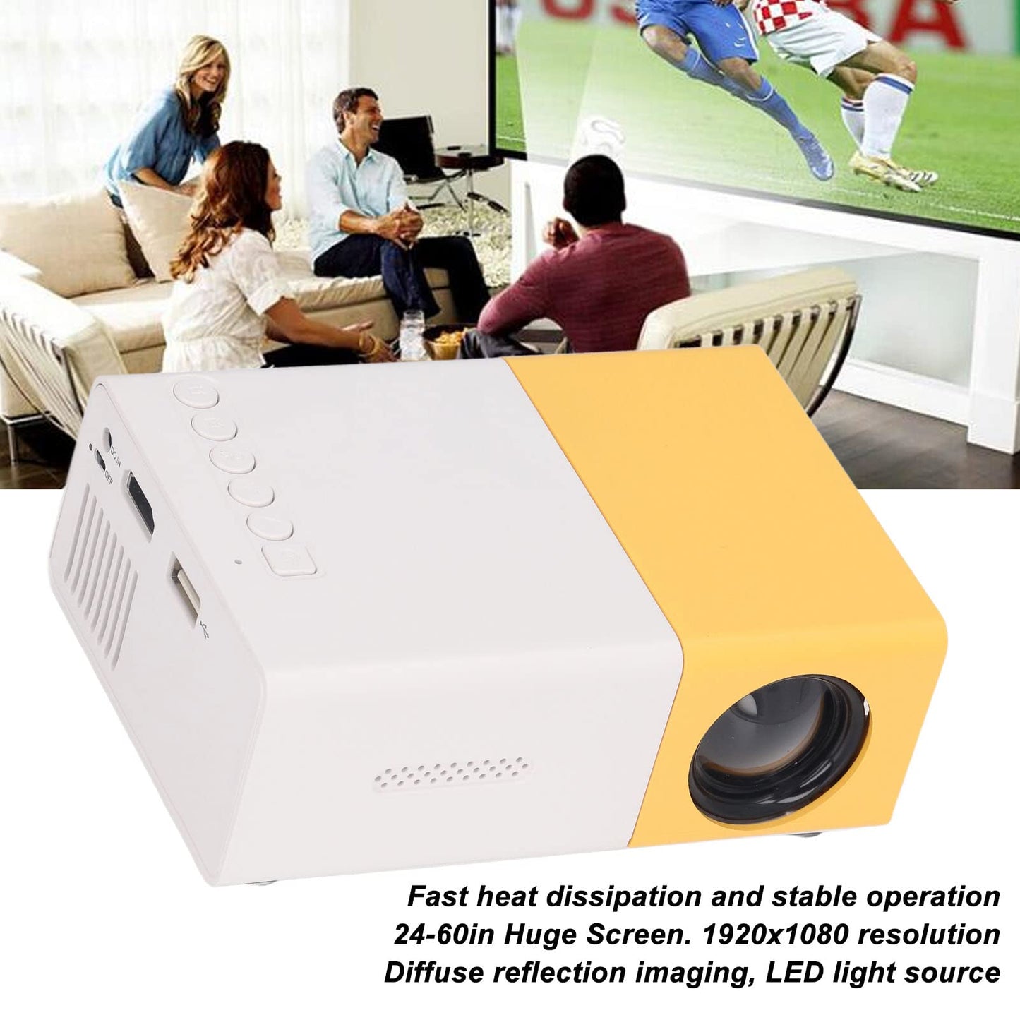 Mini Proyector Portátil, Proyector de Cine Digital, Pantalla Grande de 24 a 60 Pulgadas, Resolución 1920x1080, Proyector de Vídeo Inteligente para el Cine en Casa Película al Aire Libre(#1)