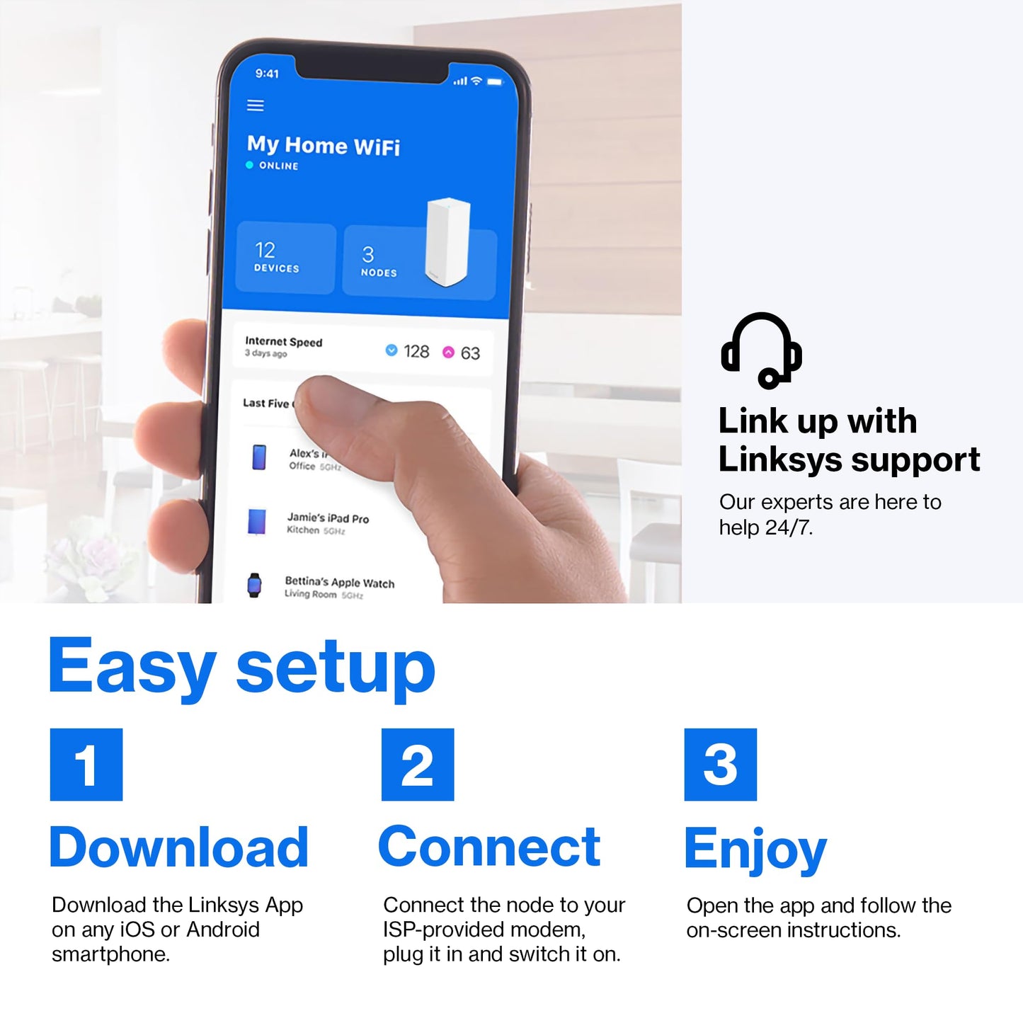 Linksys Atlas Pro 6 - Router WiFi AX5400 WiFi 6 - Sistema WiFi de Malla de Doble Banda - Router WiFi 6 para enrutador inalámbrico de Malla de Internet inalámbrico - Conecta más de 90 Dispositivos,