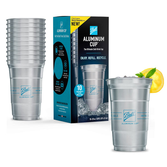 Ball - Taza de aluminio reciclable para fiesta, 20 onzas Taza, 10 tazas por paquete