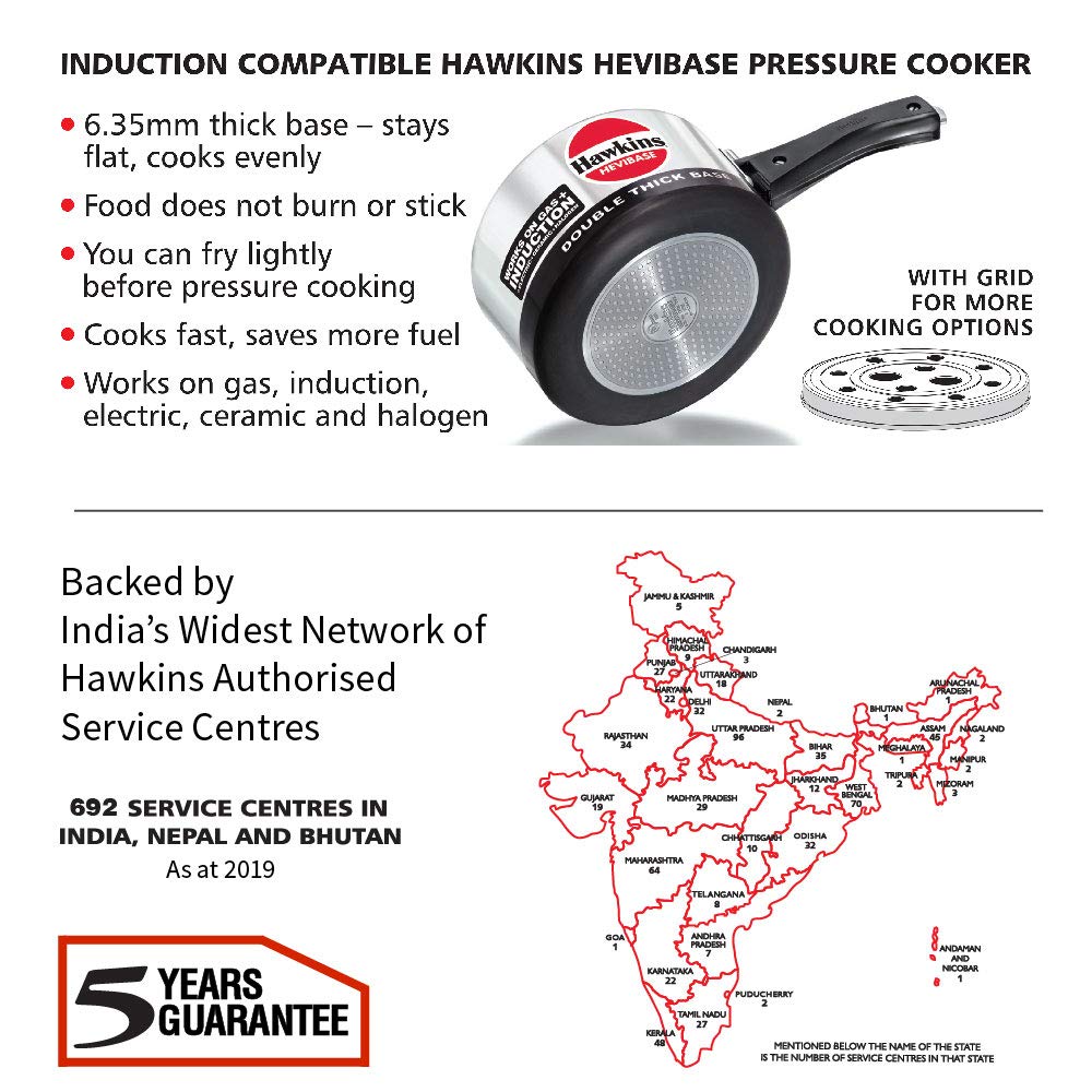 Hawkins Hevibase IH20 olla de presión de inducción, pequeña, plateada, Plateado, 2 litros, 1
