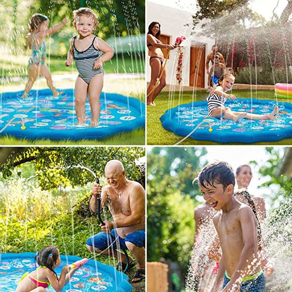 Almohadilla para salpicaduras de agua de 68 pulgadas, almohadilla para salpicaduras de verano para niños, actividades inflables en la piscina, juegos al aire libre, divertidos juguetes de agua para niños y niñas de la familia, apto para niños de 3+ años.