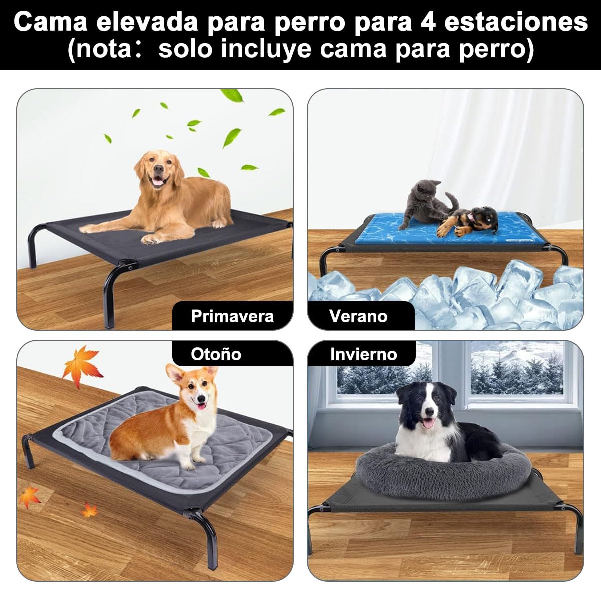 Cama Elevada AbaqKalza Gris Refrescante para Perro y Gato