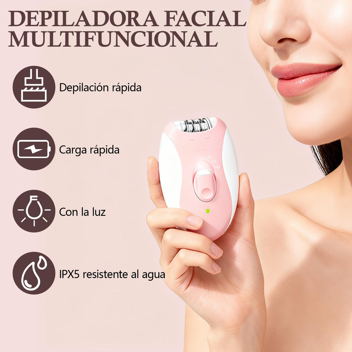 CAVIGLTE Depiladora Mujer, Depiladora Electrica Mujer, Maquina Depiladora Mujer para Axilas, Brazos, Piernas, Alrededor de los Labios