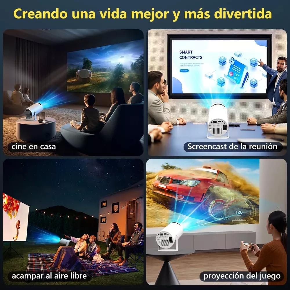 Mini Portable Projector 4K WiFi 6 BT 5.2 Upgraded Portable Projector Full HD Supported for Phone /PC /TV /HDMI /PS5 /Laptop Auto Keystone Home Theater 180° Rotation [Built-in App] White