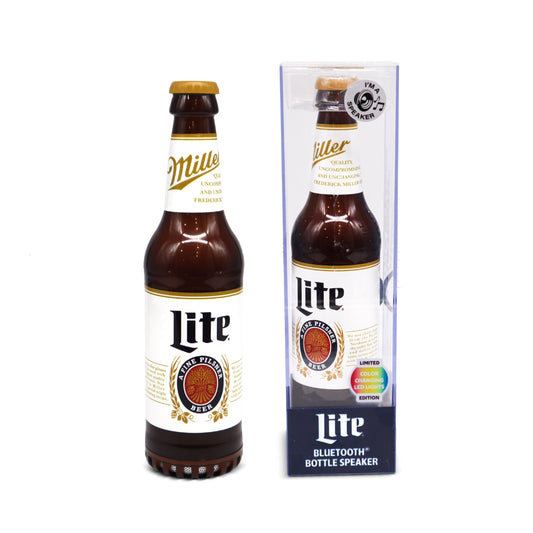Miller Lite - Altavoz Bluetooth en forma de botella con estéreo de alta fidelidad, a prueba de salpicaduras, tiempo de reproducción 6H y puerto AUX, ideal para exteriores, fiestas en interiores,