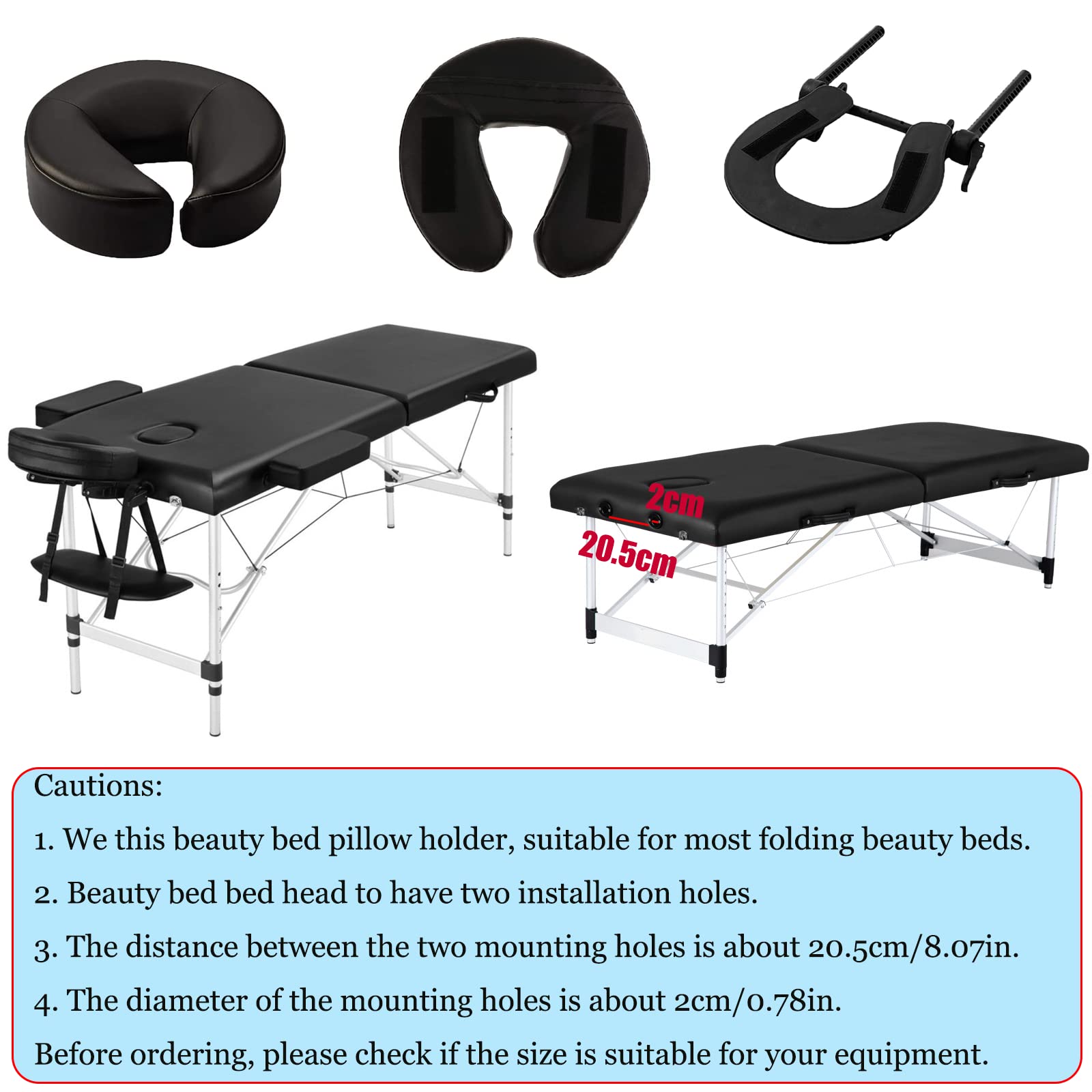 HOINCO - Juego de almohadas para la cabeza de masaje ajustable para cama de belleza, universal con espuma viscoelástica elástica, accesorios para equipo de masaje