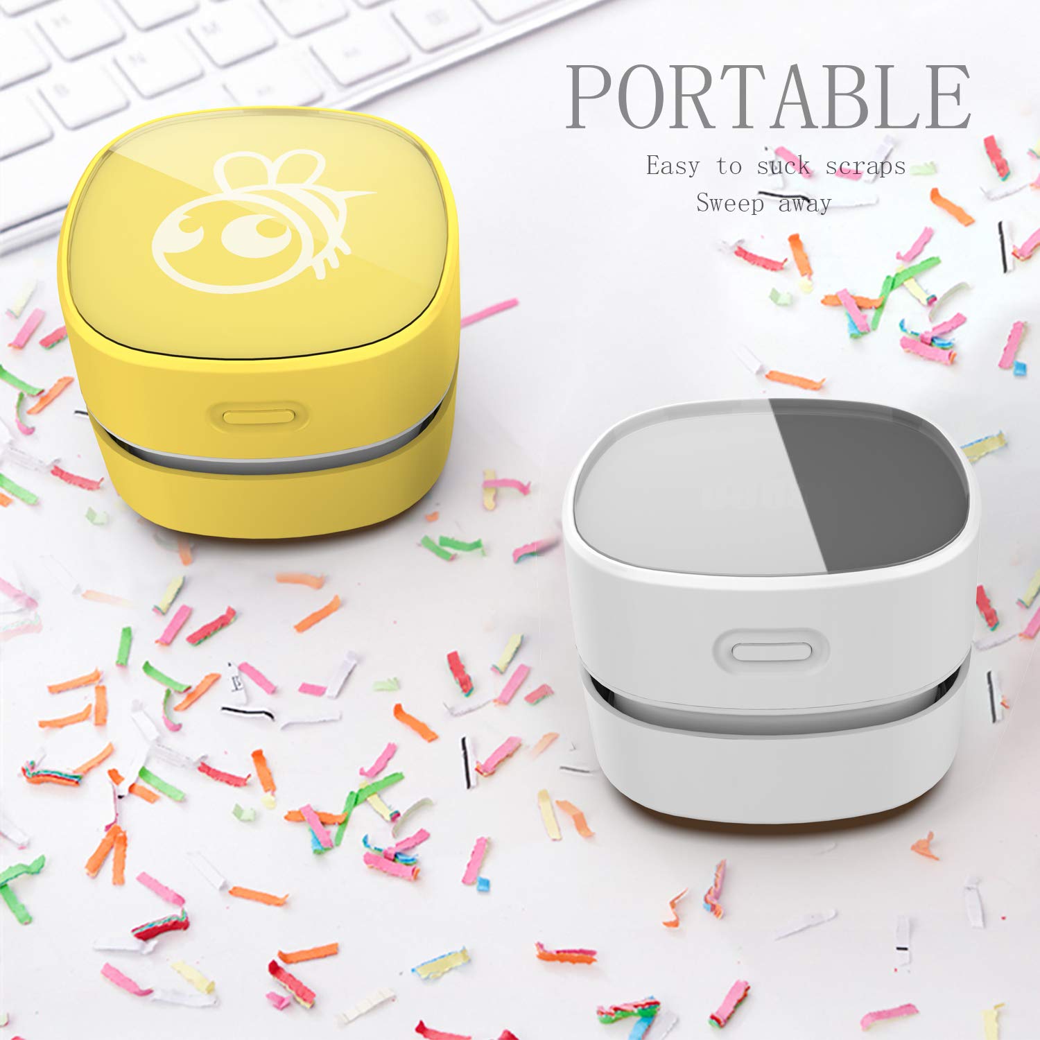 ODISTAR - Aspiradora de computadora, mini barredora de polvo de mesa, ahorro de energía, alta resistencia hasta 90 minutos, diseño giratorio sin cable y 360º para teclado, hogar, escuela, oficina