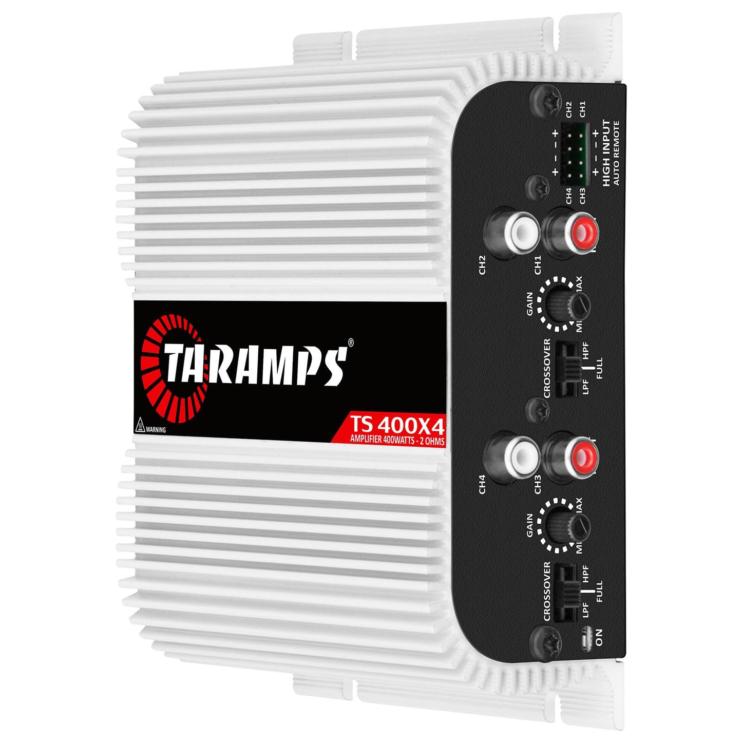 Amplificador de Audio para Coche Taramps TS 400x4 Negro con Entrada Automática de Alto Nivel 400 Vatios RMS 4 Canales Clase D Multicanal