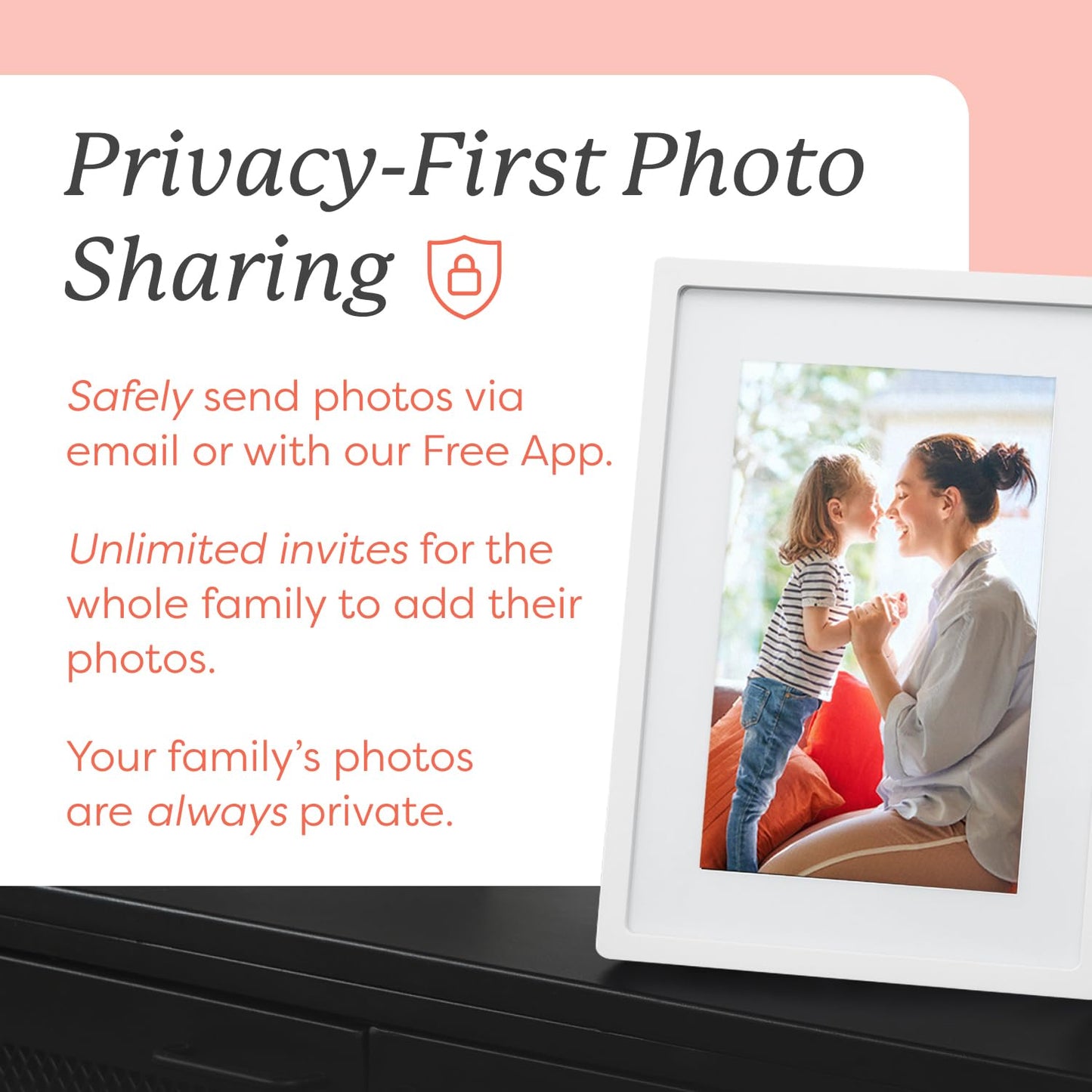 Marco De Fotos Digital Skylight Negro con WiFi y Pantalla Táctil