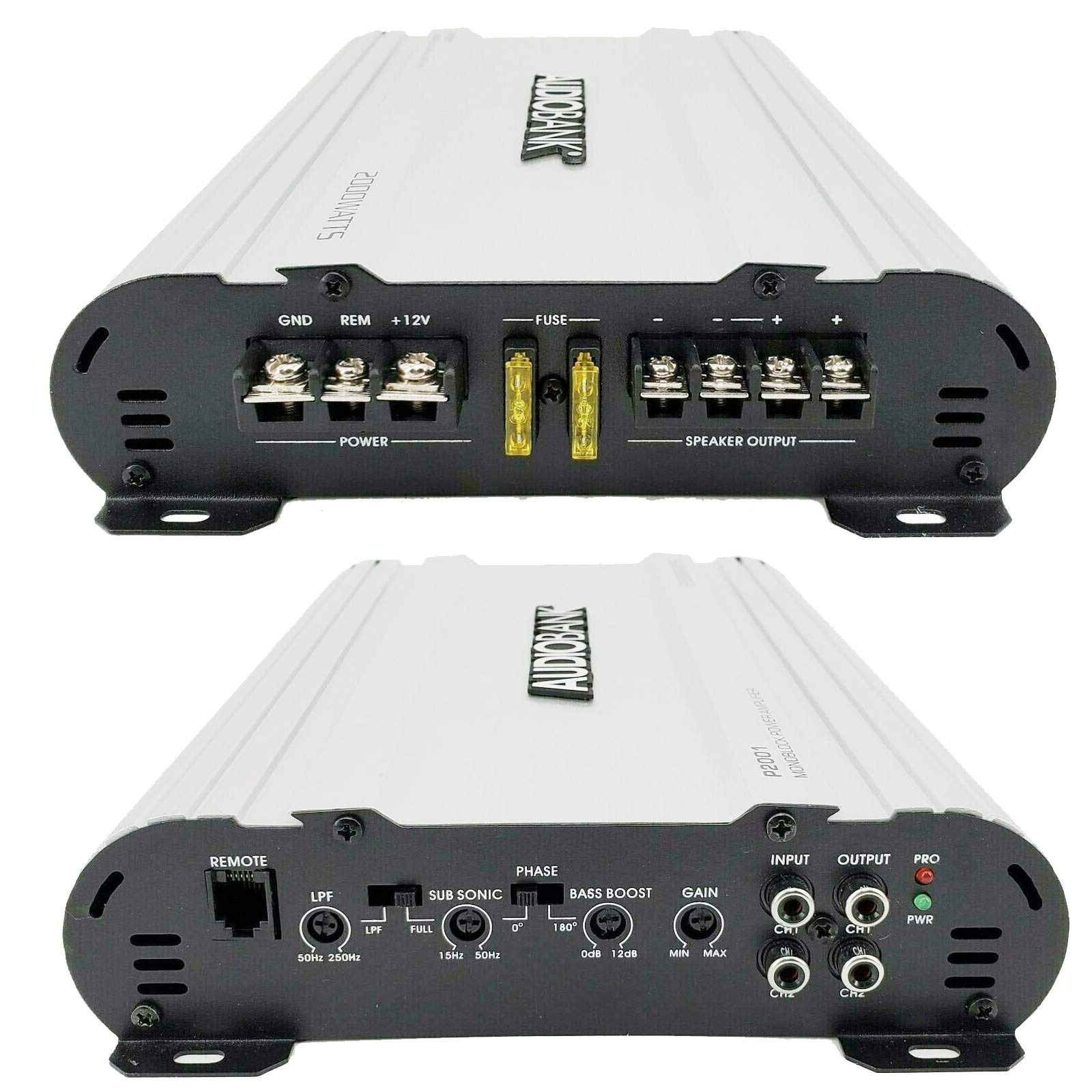 Amplificador Estéreo Audiobank Monoblock 2000 Watts Aleación de Aluminio Resistente para Coche