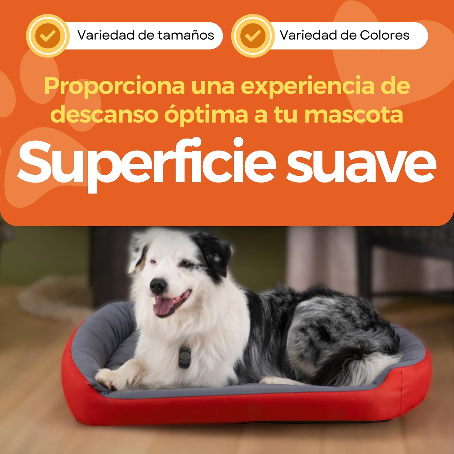 Cama para Perro PETS APPAREL HILLS Roja y Gris, Resistente y Confortable, con Relleno Suave