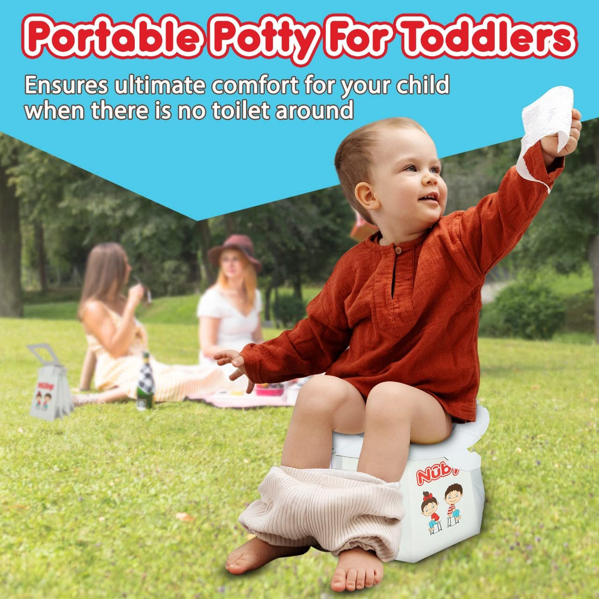 Nuby - Orinal desechable de viaje con forro - Orinal plegable y portátil; esencial para el baño de niños pequeños para campamento, viajes y paseos en coche - Orinal de viaje para niños pequeños,
