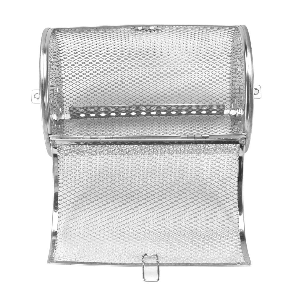 LANTRO JS - Cesta de horno de 1 pieza, parrilla de barbacoa de acero inoxidable, cesta de horno de tambor tostador de 12 * 18 cm para frutas secas para hornear