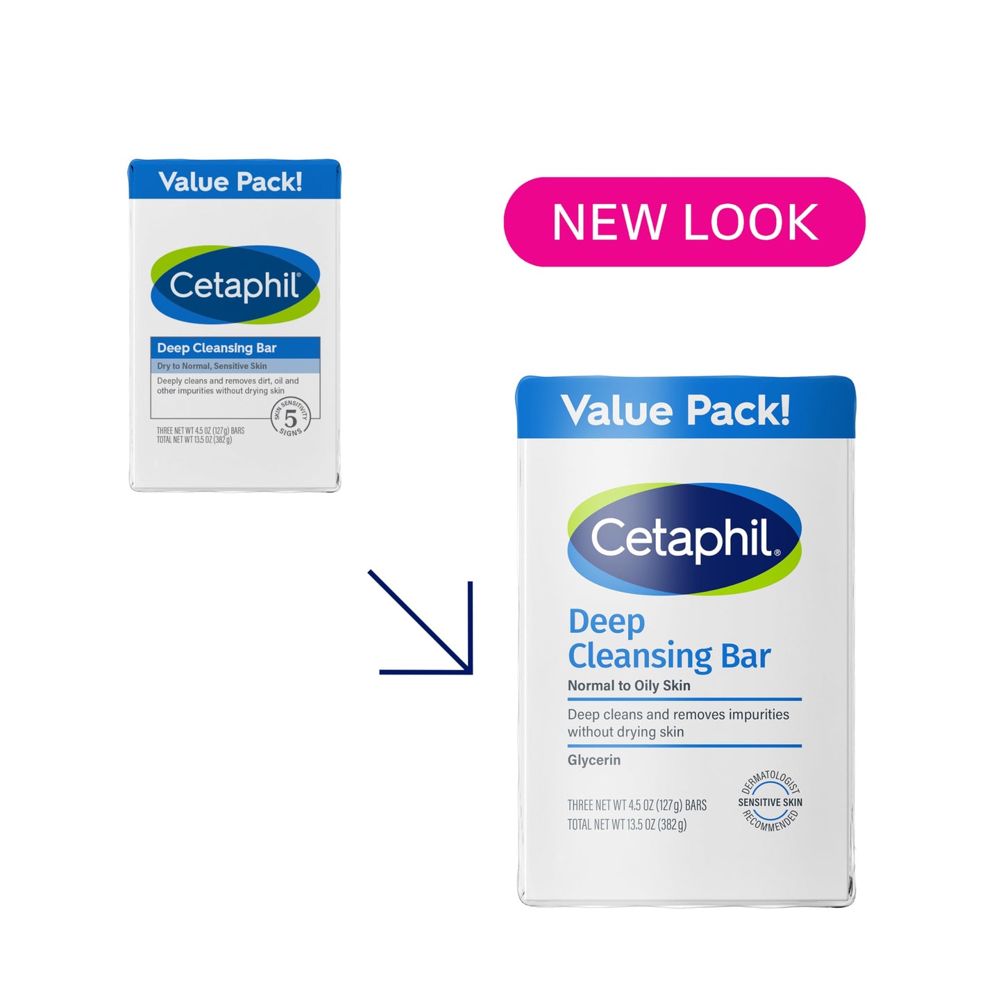 Cetaphil - Barra facial y corporal de limpieza profunda para todos los tipos de piel, Paquete de 3