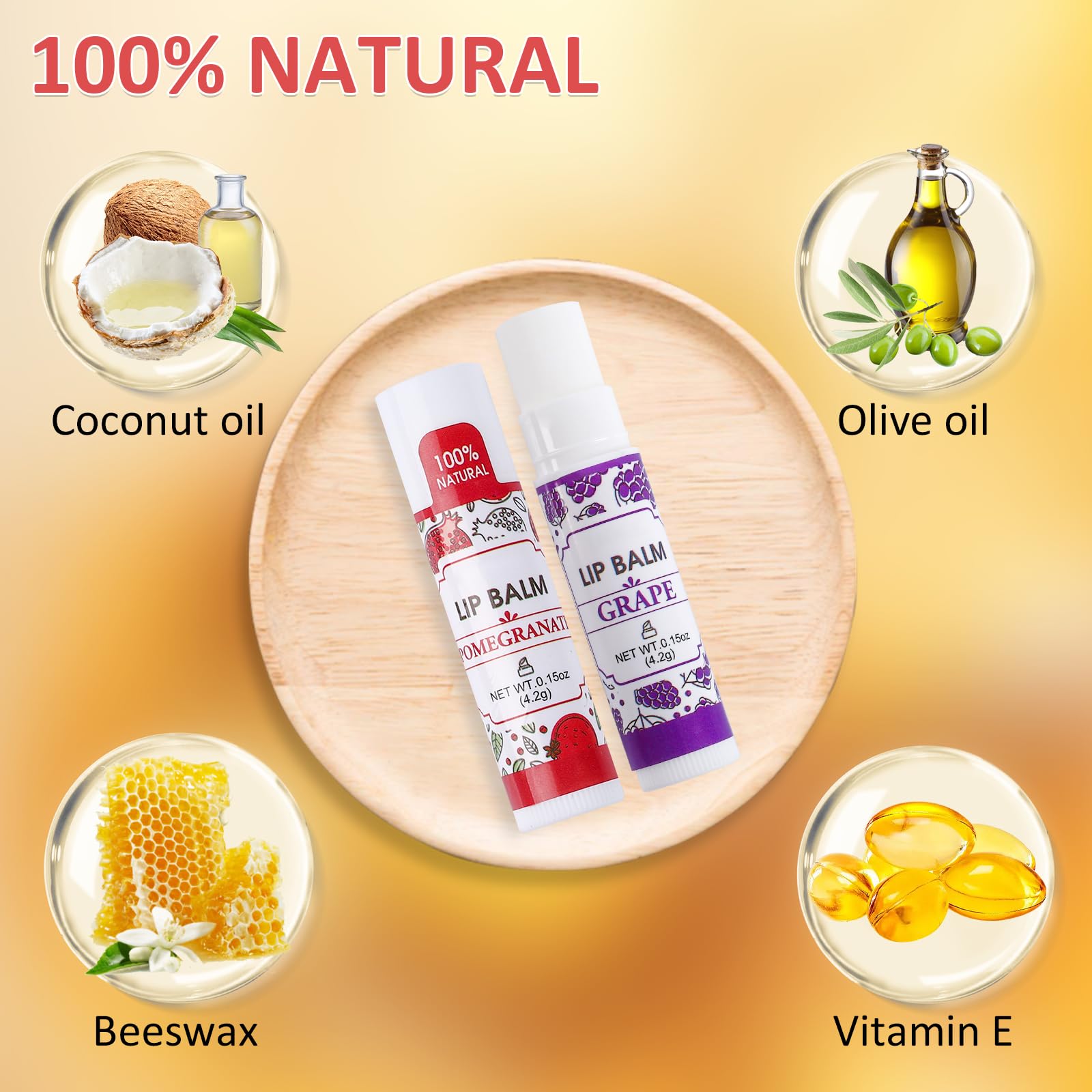 Bálsamos Labiales VISRIE con Vitamina E y Aceite de Coco para Labios Secos