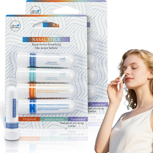 Inhalador Nasal,Inhalador Nasal Portátil,Descongestionante Natural para Sinusitis y Congestión,Palillo Nasal con Aceites sin no medicamentos para Aromaterapia y Alivio del Estrés No Medicado(8pcs)
