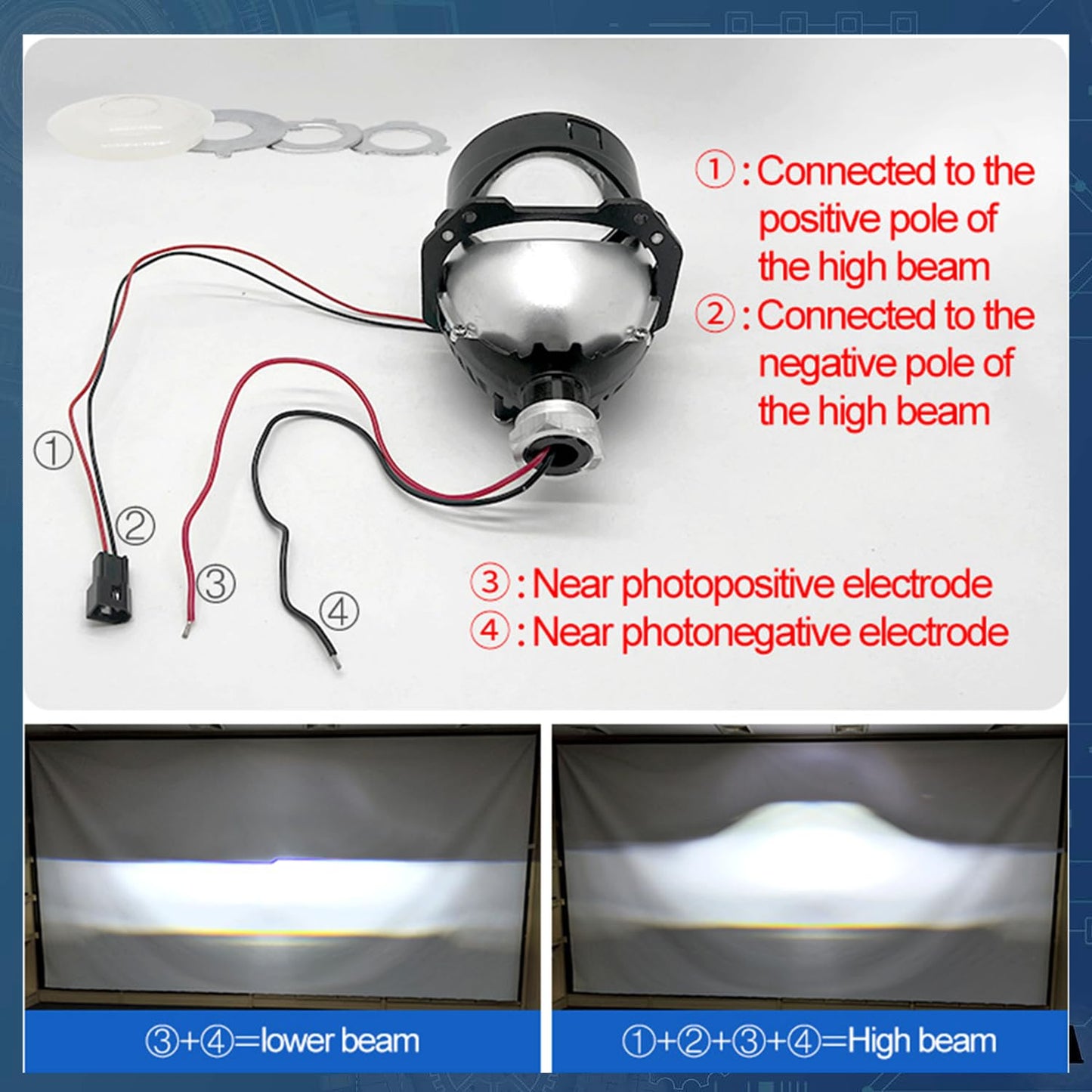 Lente de proyector de panal de abeja de 2.5 pulgadas, kit de actualización de faros delanteros de coche con función de haz de alta y lo; 70 W, 20.000 lúmenes, 6000 K, haz de enfoque con línea de corte