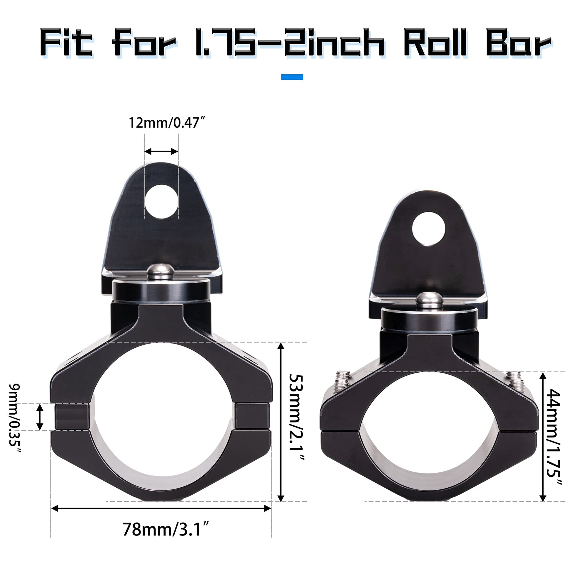 Dicater Soporte de montaje UTV de 360° para bandera/luz LED látigo/antena para barra de rollo de 1.7-2 pulgadas compatible con todos los UTV Can Am Maverick X3 Commander Polaris RZR 900 1000 XP Pro, paquete de 2