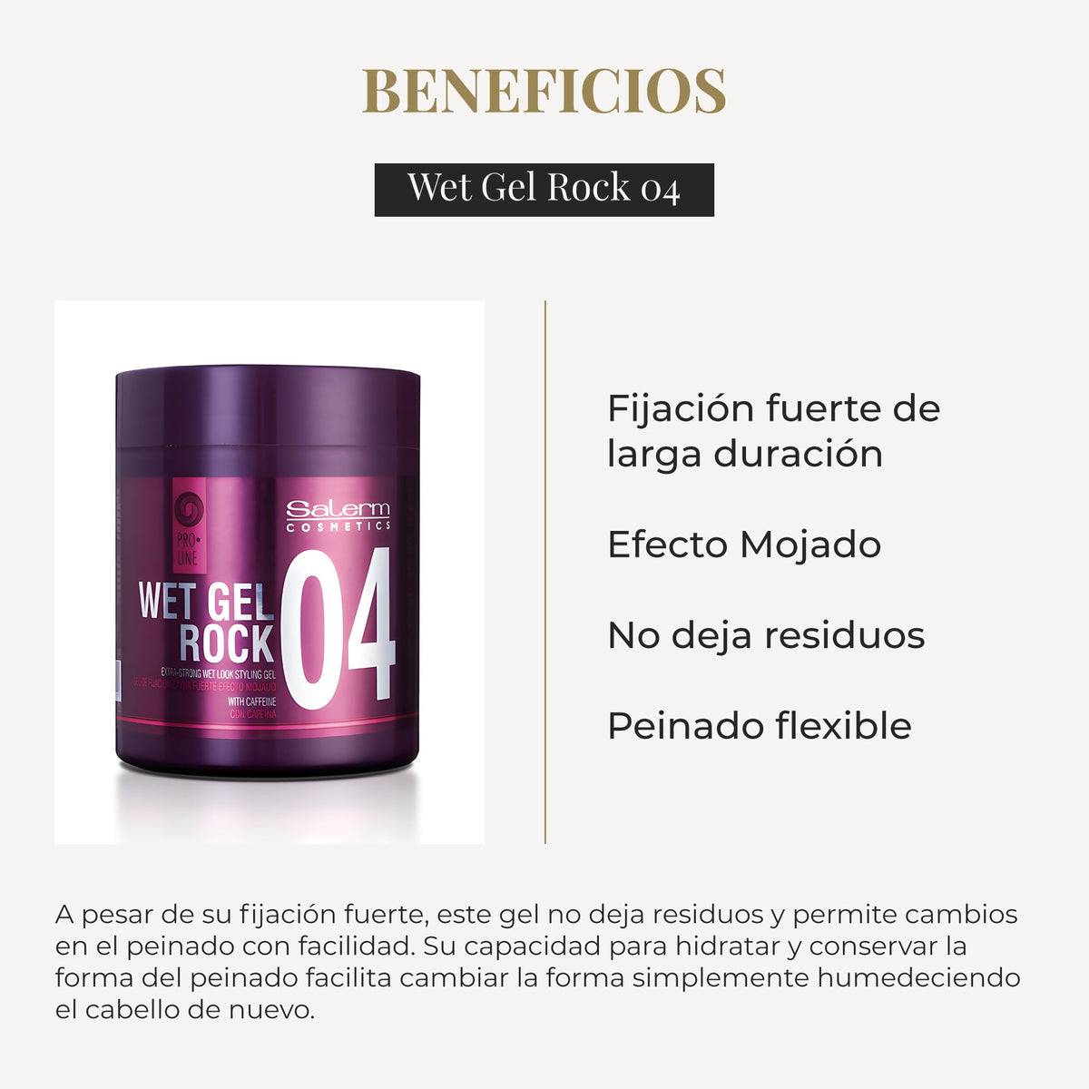 SALERM WET GEL ROCK 04 Extra-strong wet look styling gel with caffeine (17.8 oz / 500 ml)