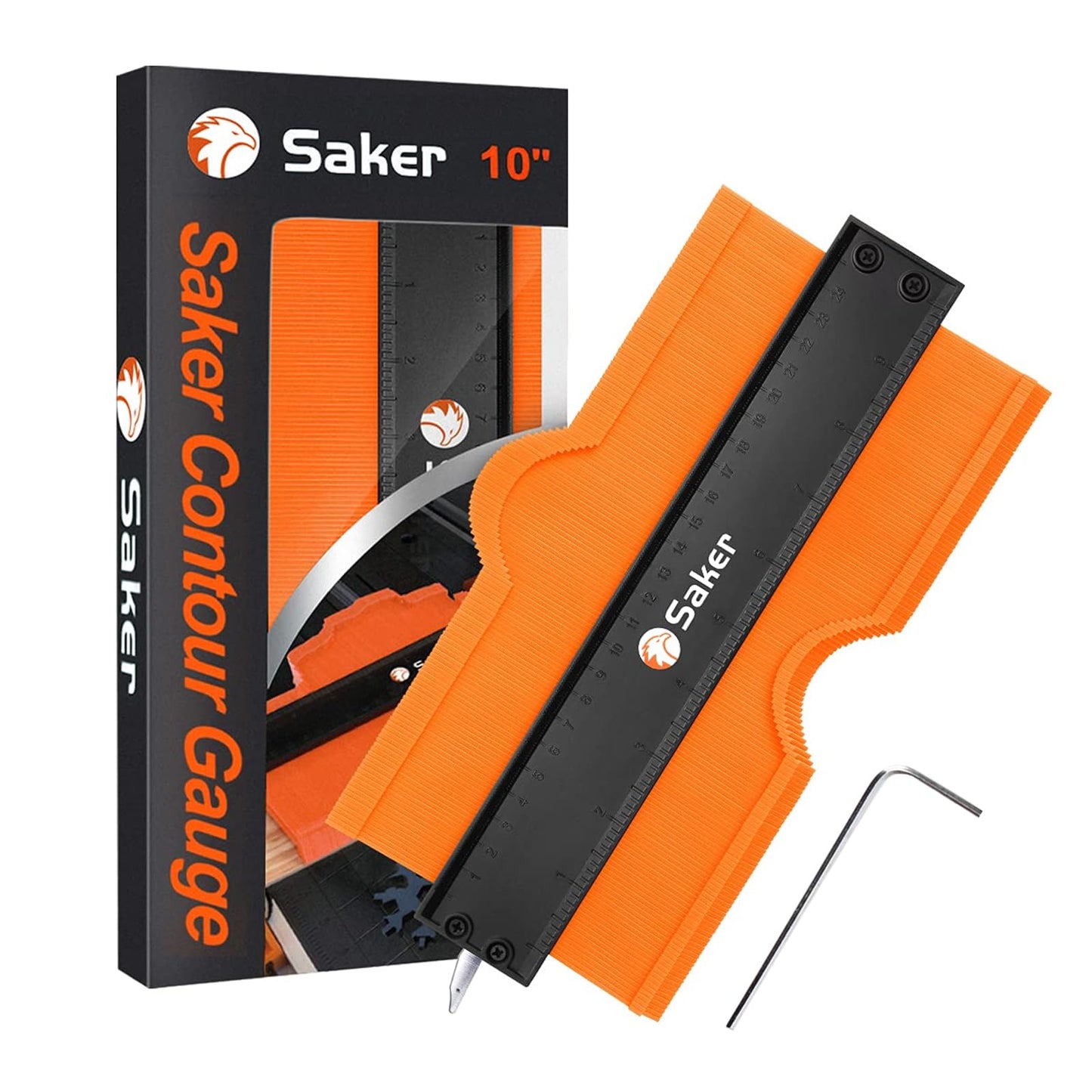 Herramienta de Perfil de Calibre de Contorno Saker 10 Pulgadas con Bloqueo Ajustable para Hombres y Mujeres