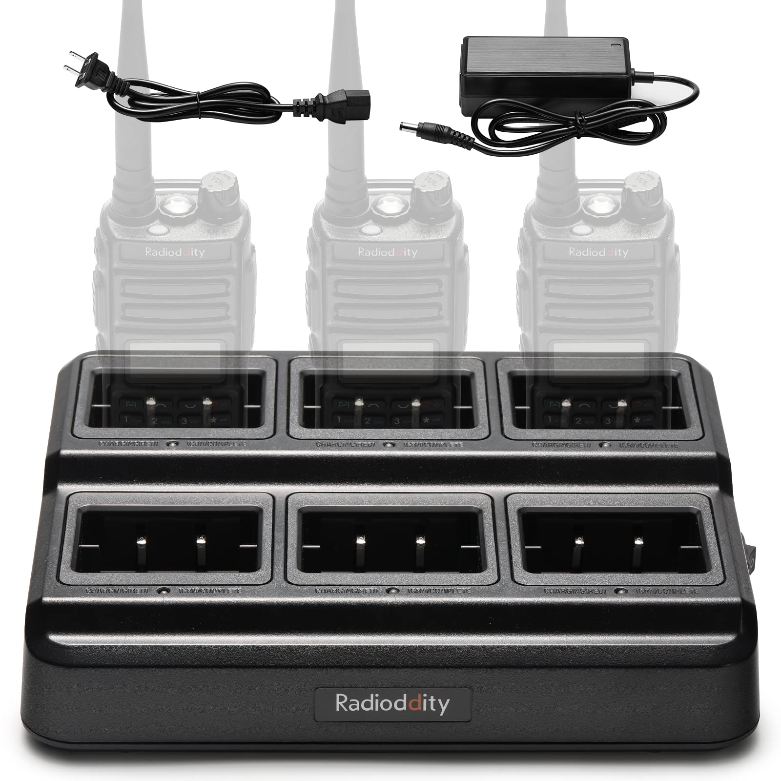 Cargador de Seis Vías Radioddity Compatible con Batería BL-13UV para Radios Portátiles