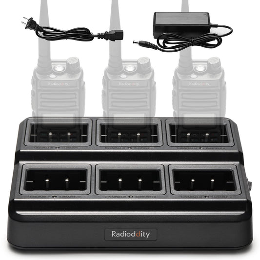 Cargador de Seis Vías Radioddity Compatible con Batería BL-13UV para Radios Portátiles