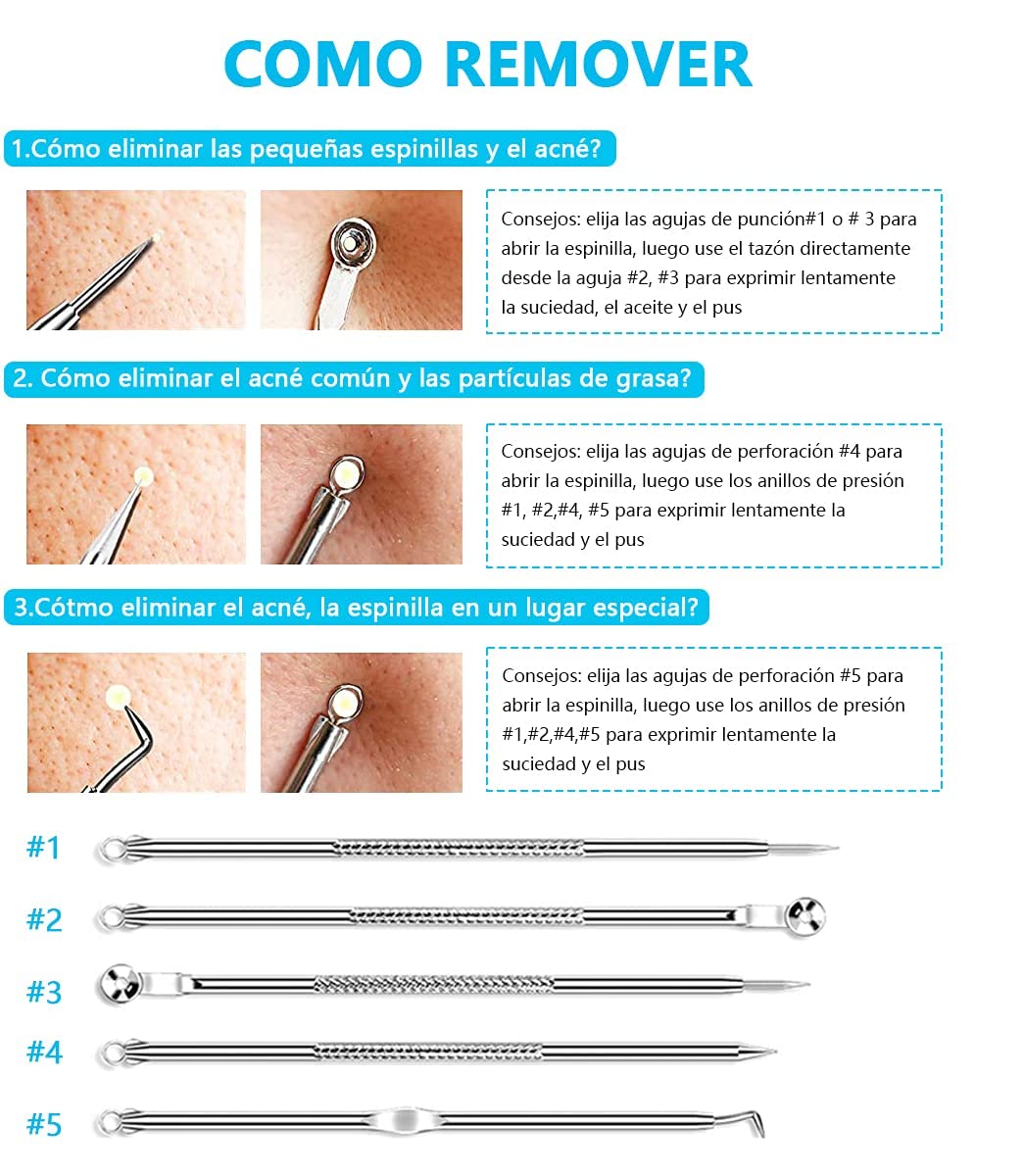 Cortaúñas profesional LEMEIKU con herramientas de acné - Kit completo y práctico