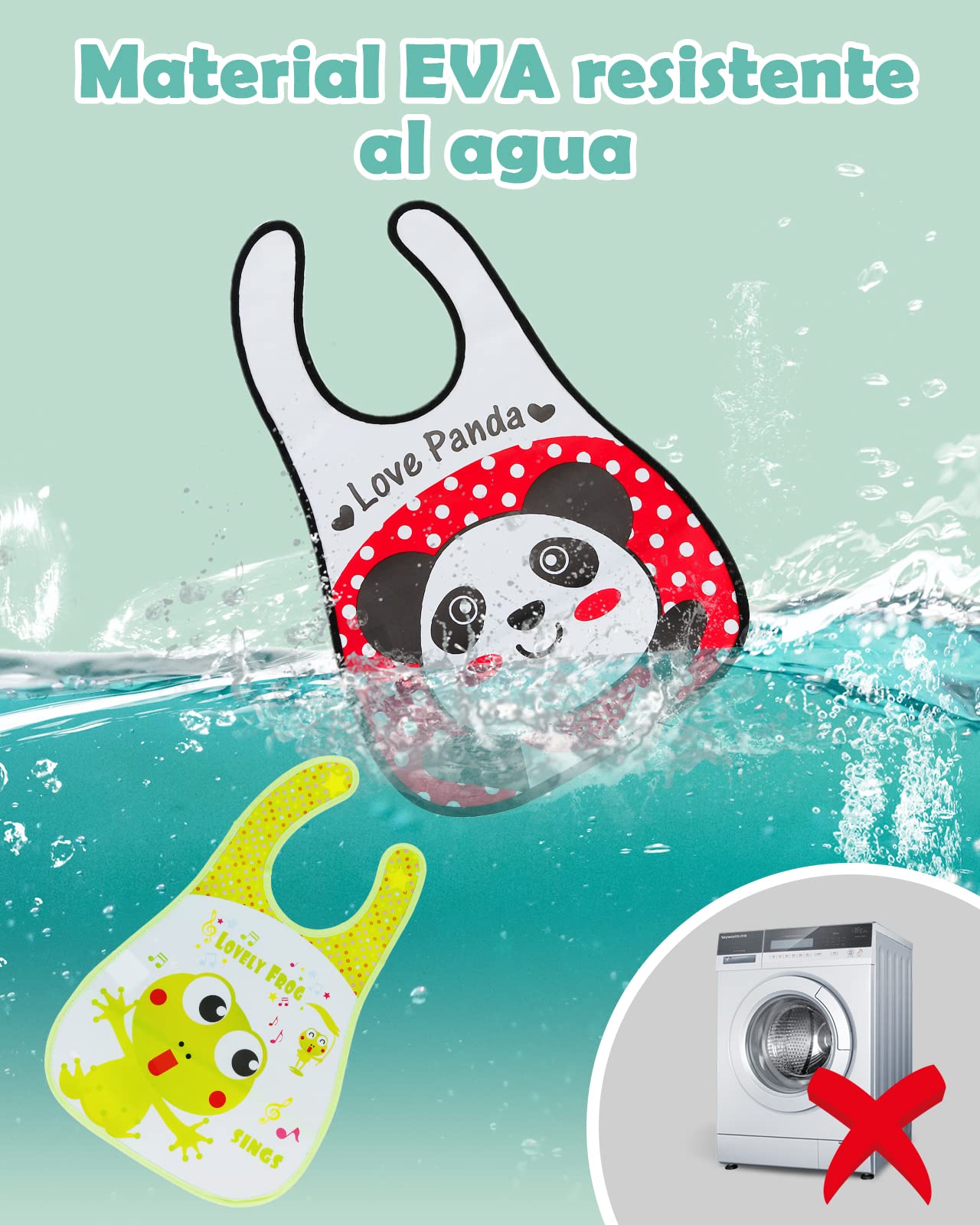 Lictin 8 Baberos Unisex Impermeables de EVA para Bebés con Diseños Animados，Asserproof babero Unisex babero bebé lavable para 6-36 meses de edad