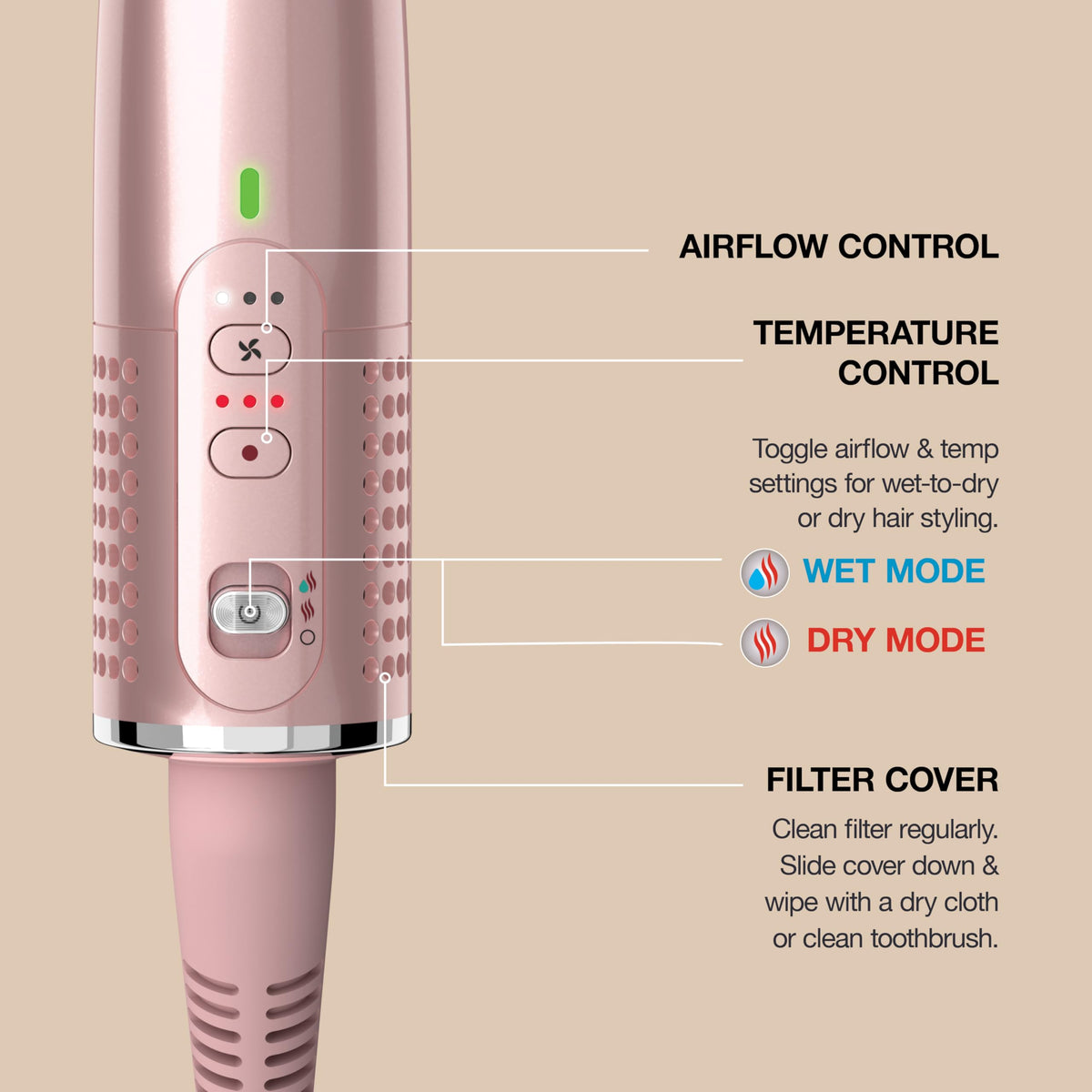 Herramienta Caliente 2 en 1 Shark Lichi para Bricolaje de Cabello Ultra Rápido y Brillante