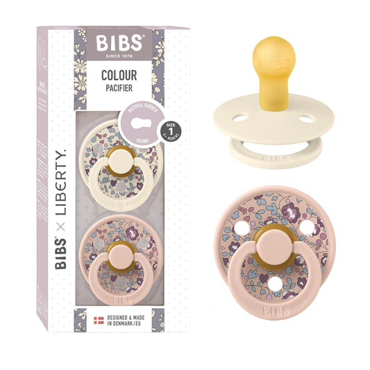 BIBS Liberty diseño Exclusivo 2 chupetes. Libre de BPA, Tetina redonda. Látex natural, Talla 1 (0-6 meses) Blush Mix…