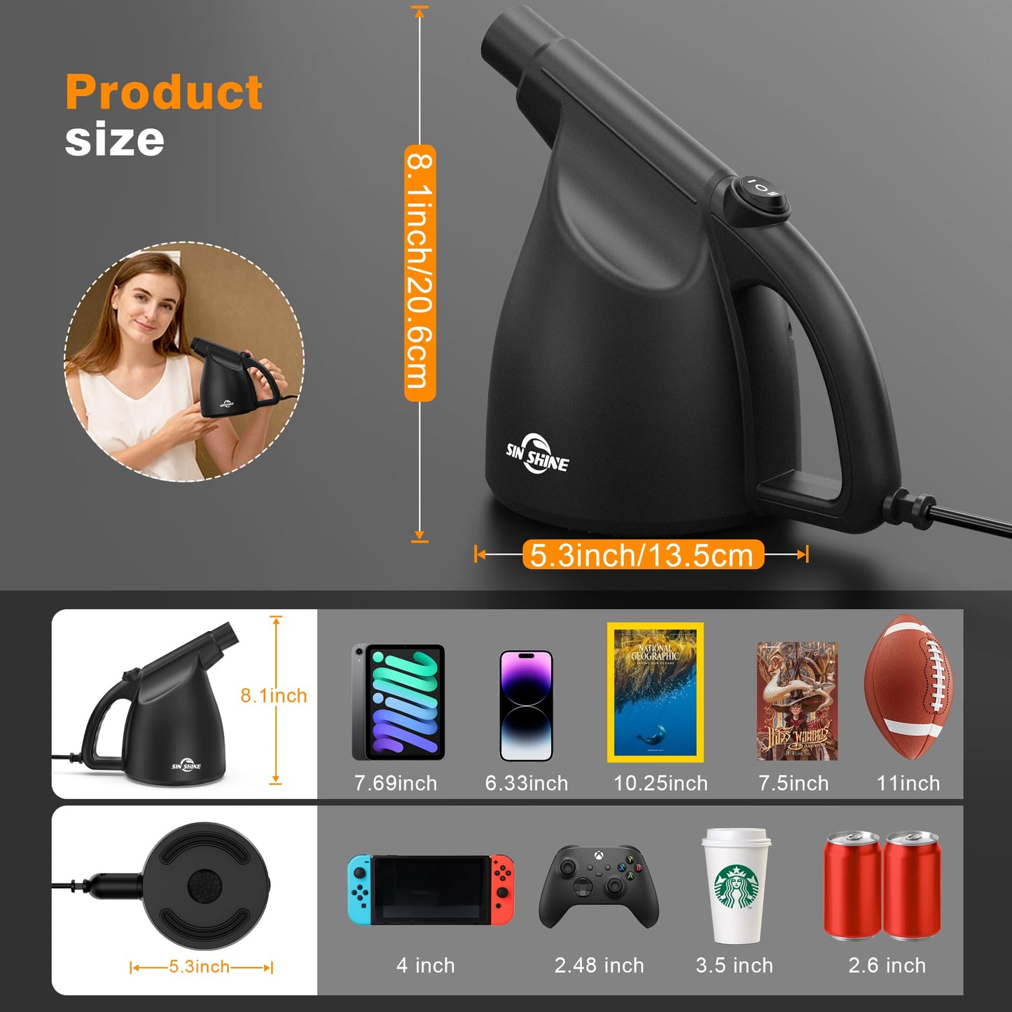 Aire Comprimido 3.0 SIN SHINE Negro Plumero Eléctrico Multiusos para Laptop y Computadora