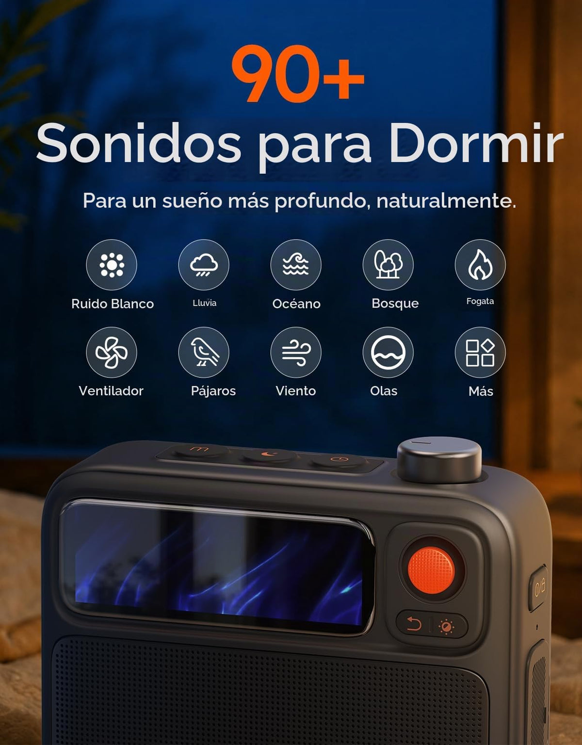 Máquina de Ruido Blanco Divoom Flowtoo Negro con Bocina Bluetooth y Despertador