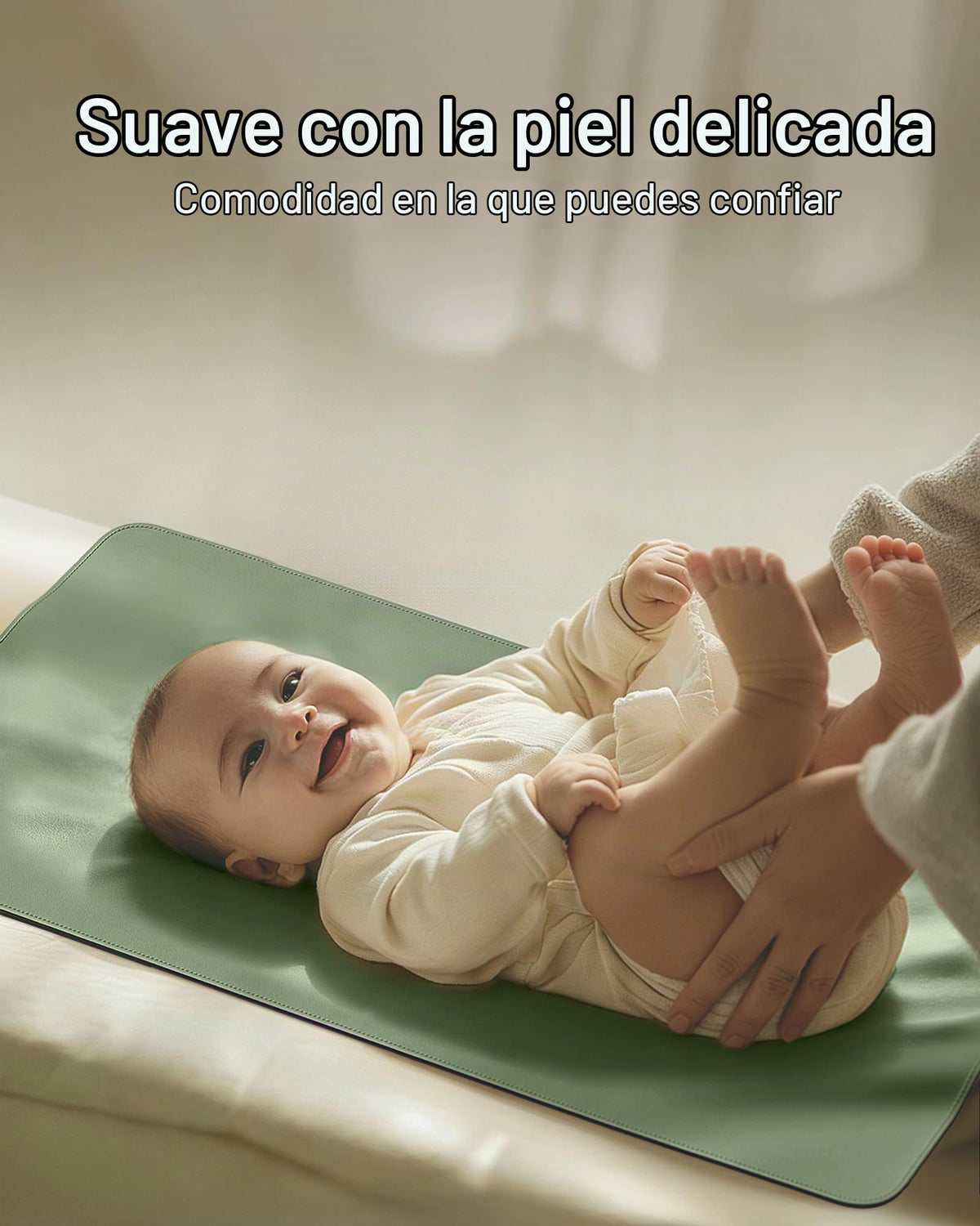 Paquete de 2 alfombrillas de piel vegano para bebé, tamaño grande de 30 x 17 pulgadas, impermeable, plegable, cambiador portátil para viajes, hogar y bolsa de pañales, regalo de bebé para nuevas mamás