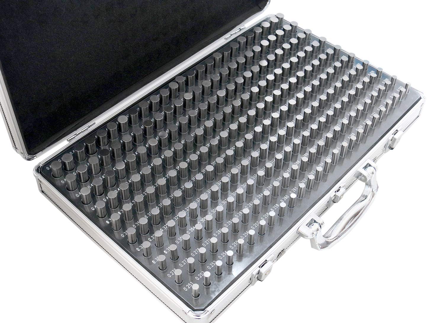 Juego de Calibradores de Clavijas de Acero Accusize Industrial Tools 0.251-0.500 Pulgadas Menos Clase Zz con Caja de Aluminio Confiable