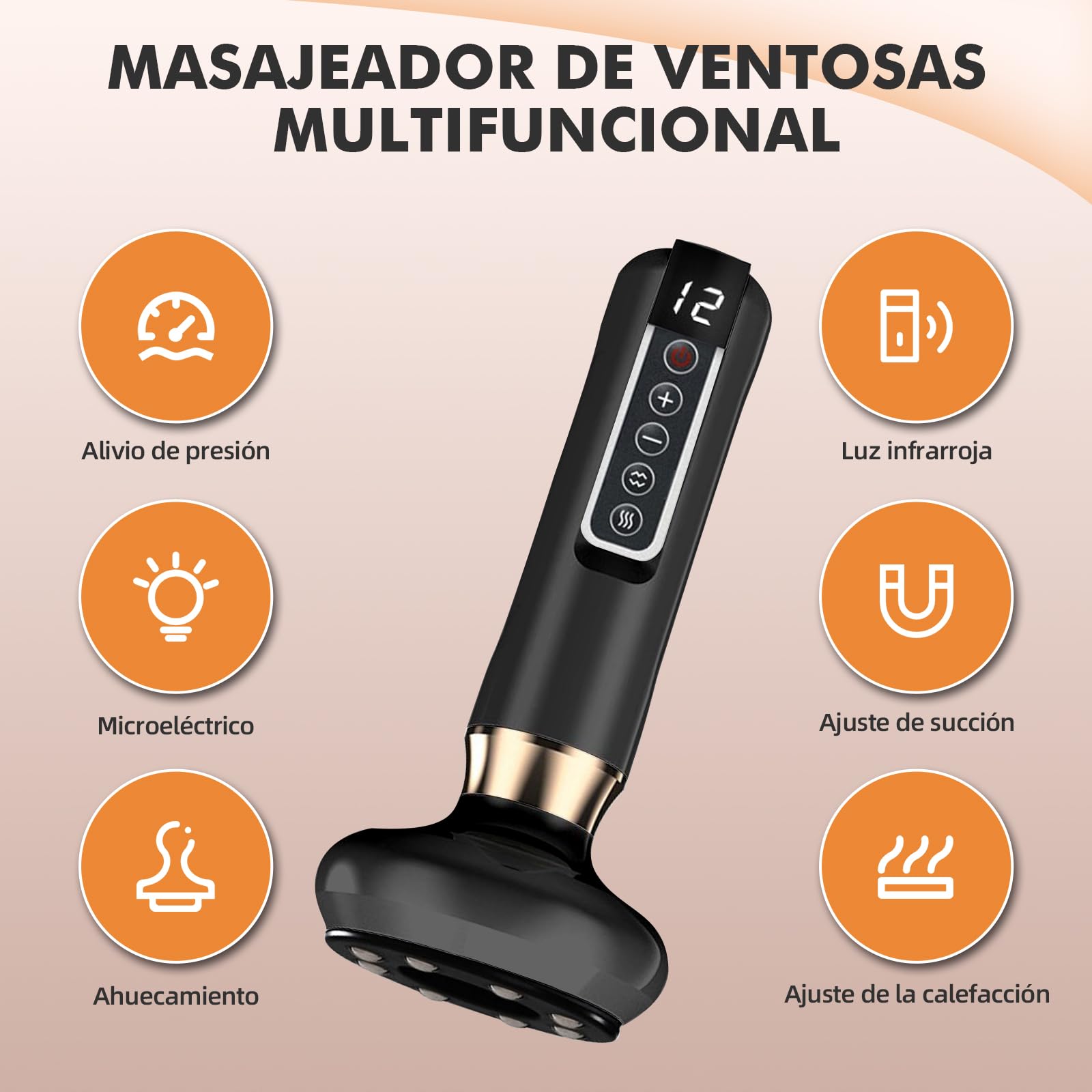 Masajeador Electrico Celulitis,Masajeador Corporal Multifuncional,con Tablero Gua Sha,Herramienta de Masaje Eléctrico,12 Niveles con Calor, Eliminador De Celulitis para Abdomen,Brazo,Cintura