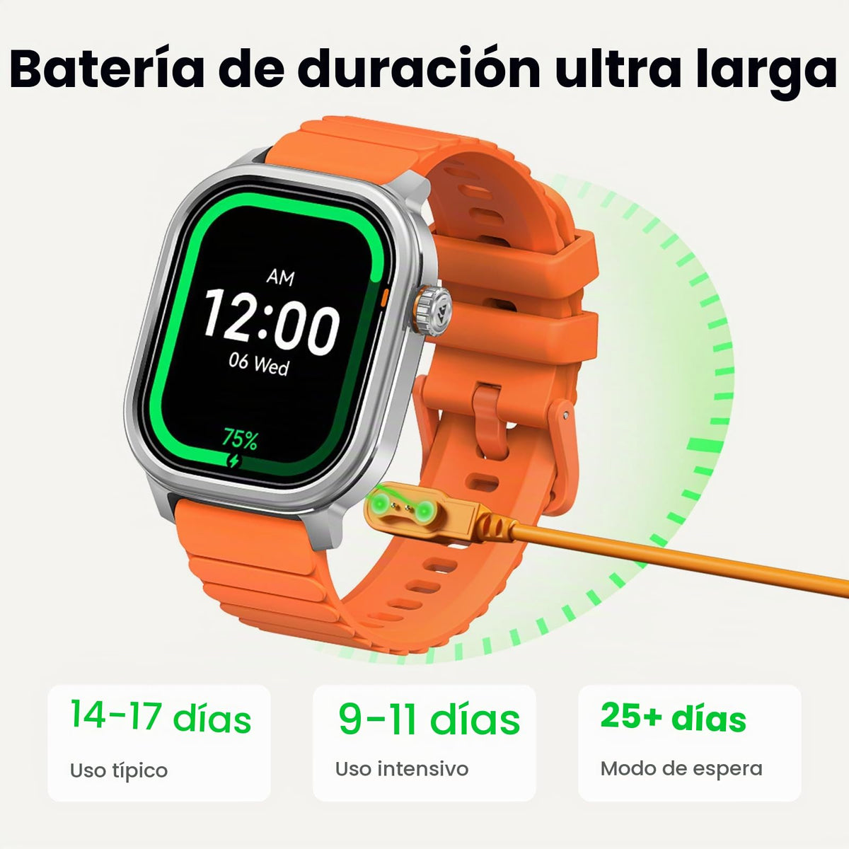 Smartwatch KOSPET Negro AMOLED Diseño Ligero 17 Días para Hombre