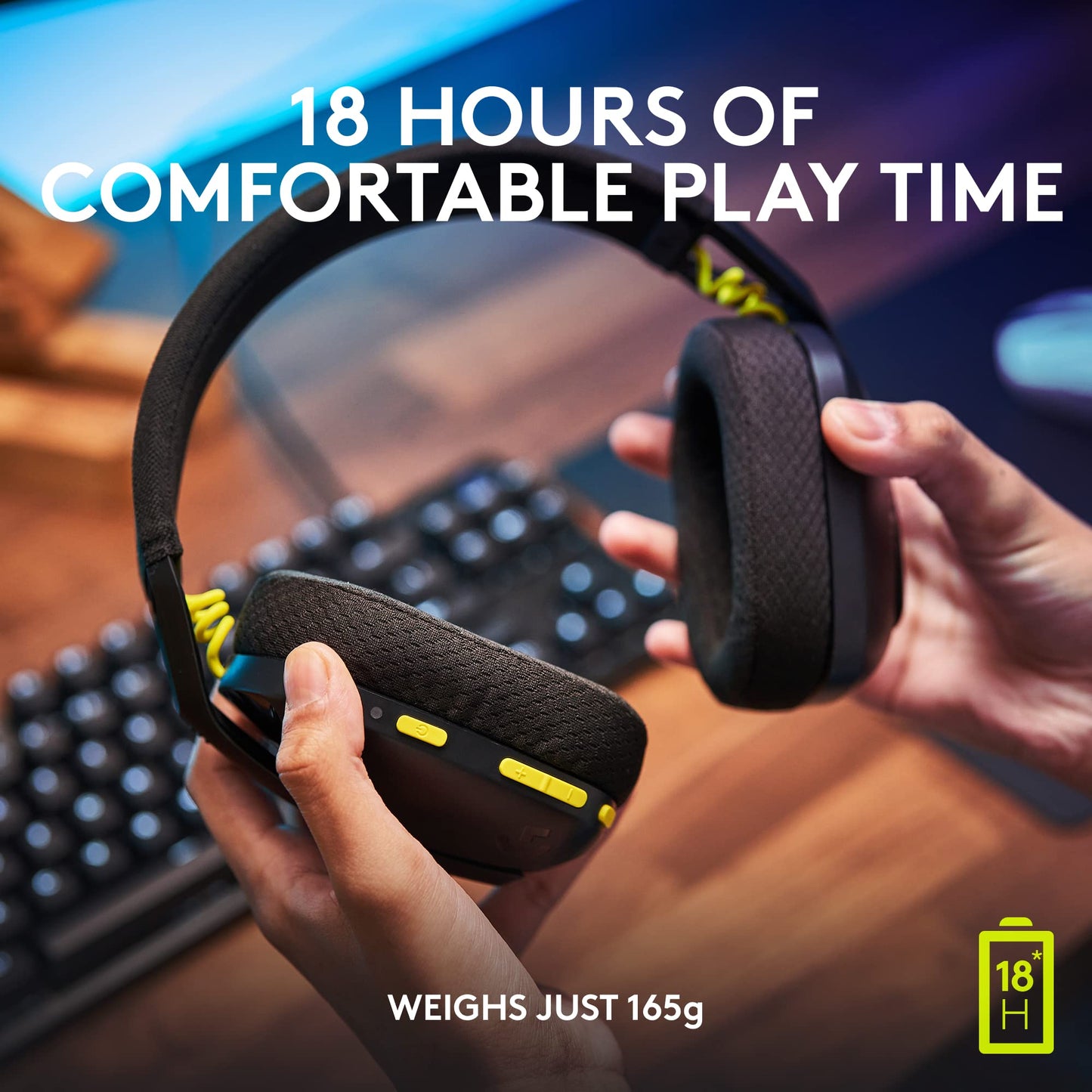 Logitech G435 LIGHTSPEED Audífonos Inalámbricos Gaming Bluetooth - Ligeros, on-ear, micrófonos integrados, batería de 18 horas, compatibles con Dolby Atmos, PC, PS4, PS5, Celular - Negro