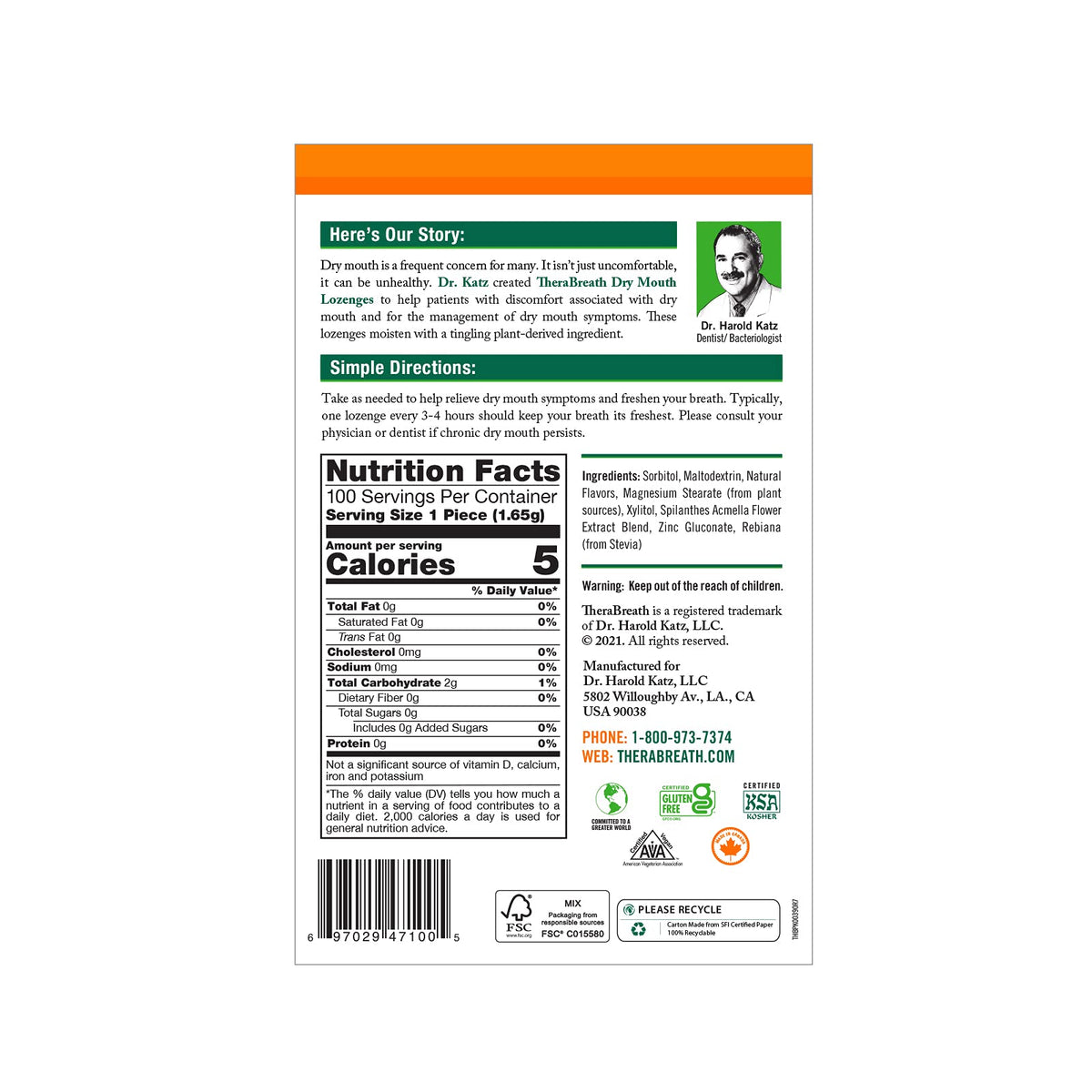 Pastillas para Boca Seca TheraBreath 100 Unidades Pack de 2