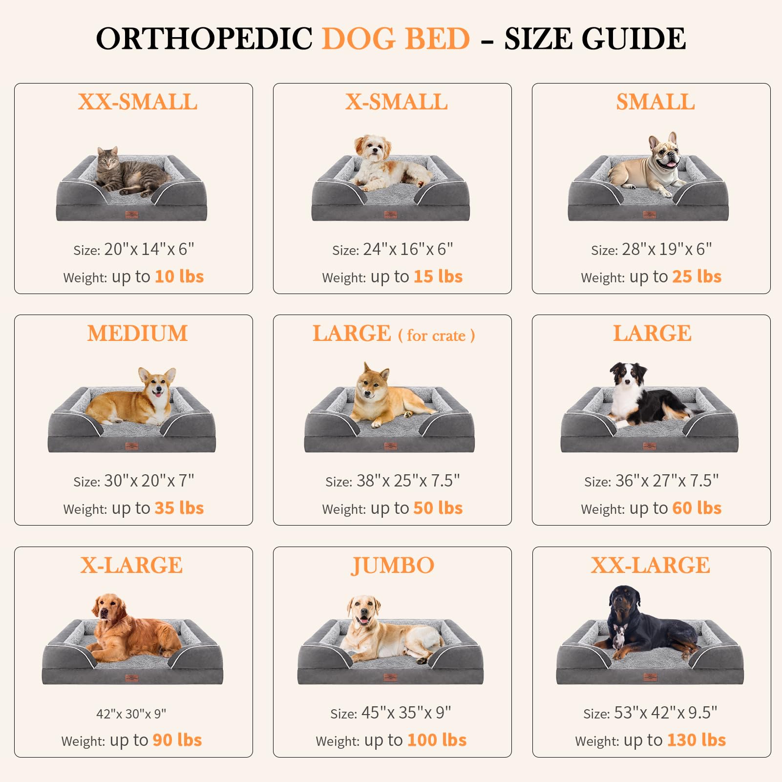 Comfort Expression - Camas para perros pequeños, impermeables, de espuma ortopédica para perros pequeños, cómoda cama para mascotas, con funda extraíble lavable y parte inferior antideslizante (XS